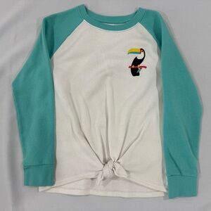Old Navy Teal and White Toucan Long Sleeve Tee / Sweatshirt